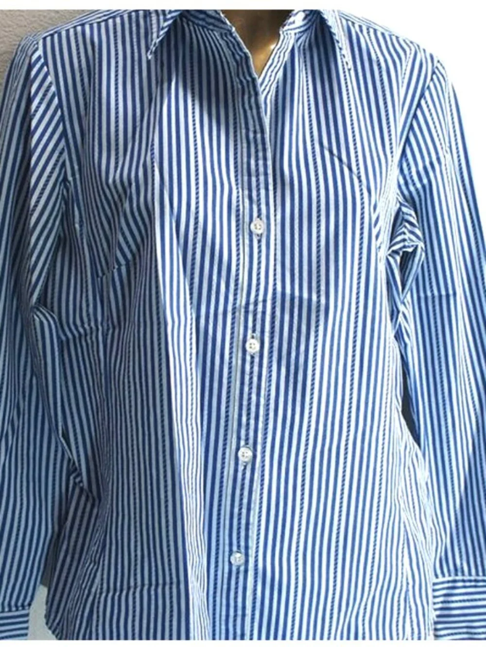 Cabi Blue Stripe Cotton Blend Blouse size M